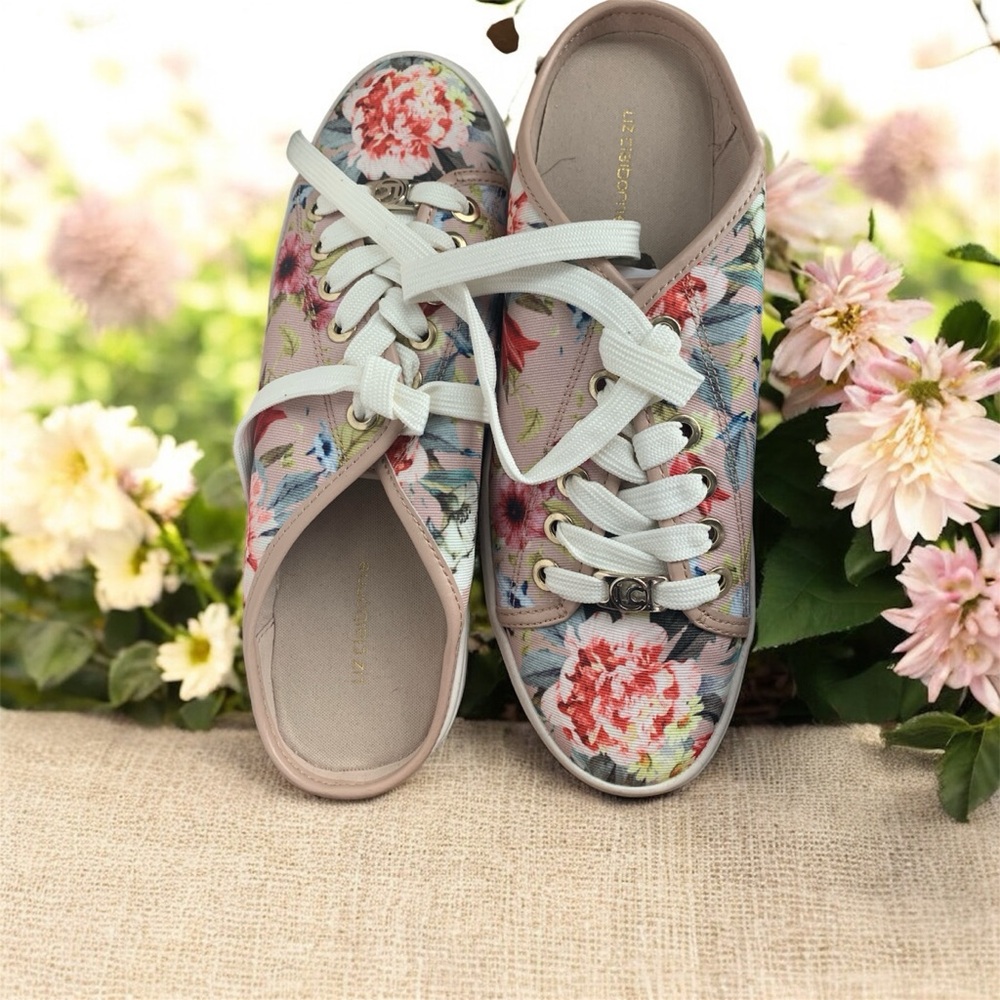Liz Claiborne Floral Canvas Sneakers with White Laces